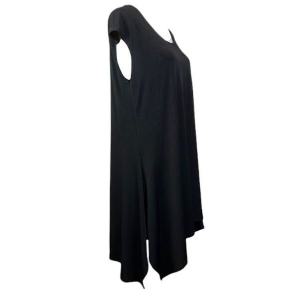 Clara Sun Woo Black Pullover Dress Asymmetric Hem Sleeveless Round Neck Size XL - Picture 2 of 7